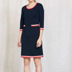 Boden 1960s Style Gloria Ponte Shift Knit Dress Colorblock Size 6R 3/4 Sleeve